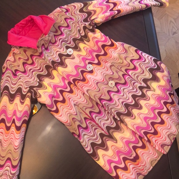 MISSONI Kids Pink and Swirl Knit Reversible Coat, Sz 8 - Picture 6 of 8